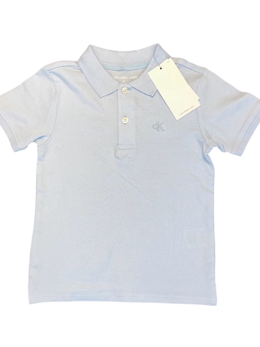 Calvin Klein Blue Collared Short Sleeve Polo Shirt NWT 3T Threaded Logo Preppy